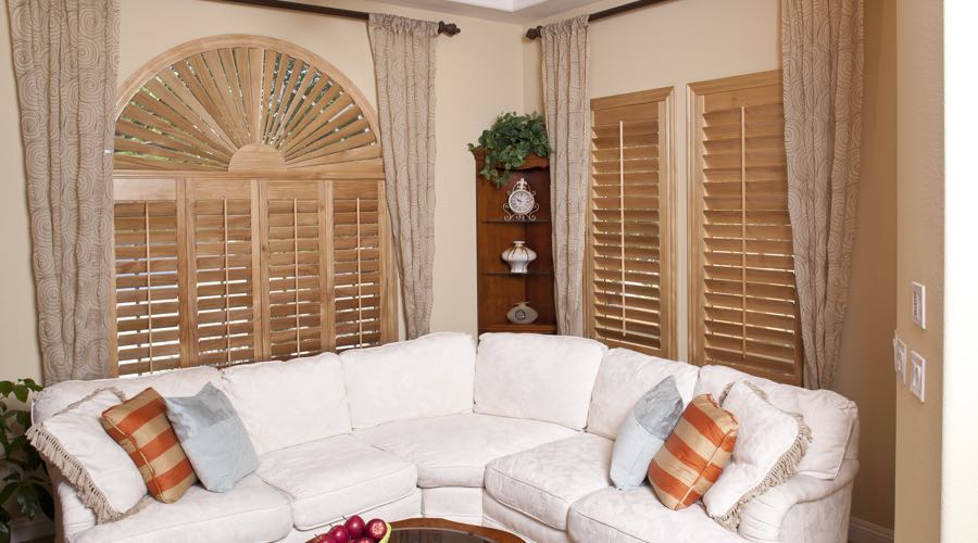 Arched Ovation Wood Shutters In Destin Living Room